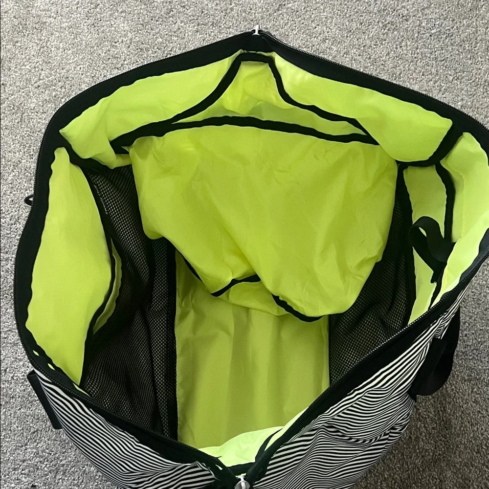 Adidas Striped Black and White Duffel Bag